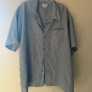 Men's Black and White Checkered Casual Button Down Shirt